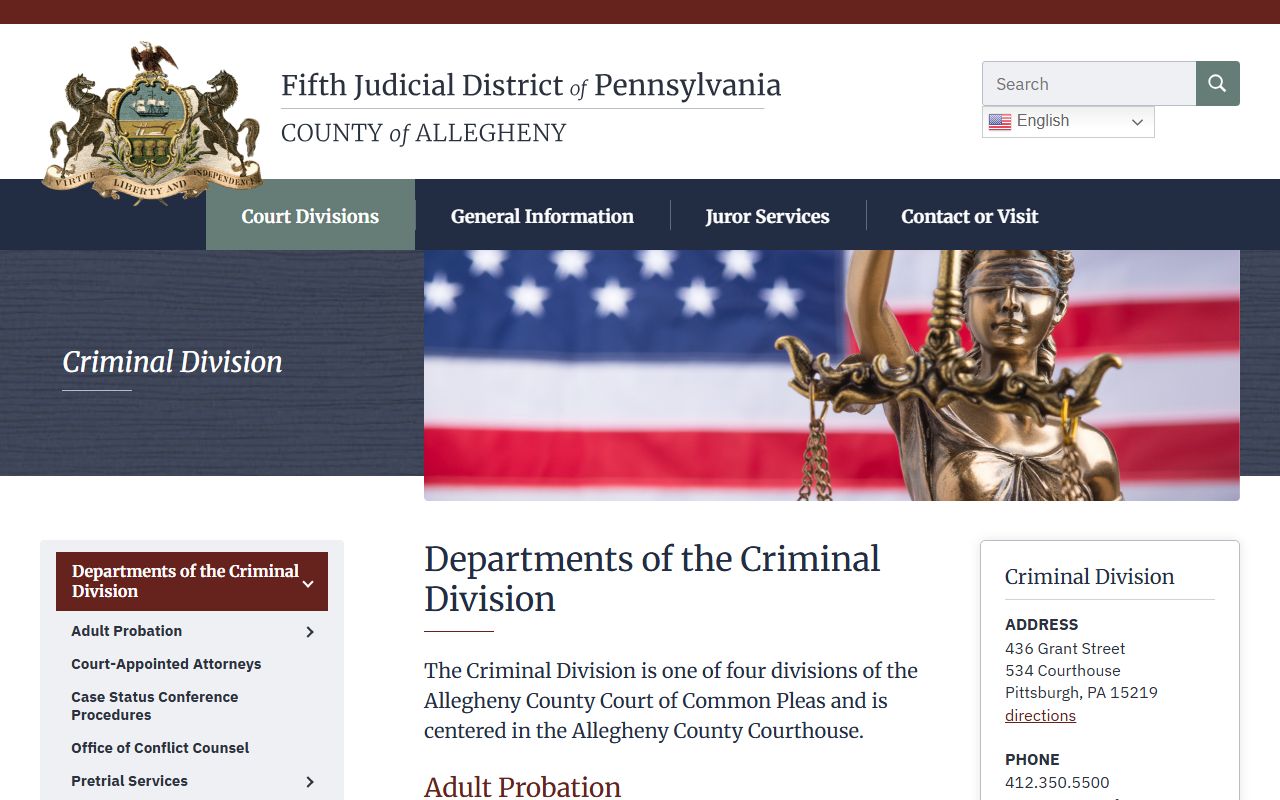 Allegheny County Criminal Division court records and probation overview