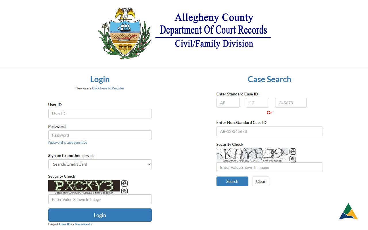 Allegheny County Department of Court Records Civil/Family e-filing and retrieval portal