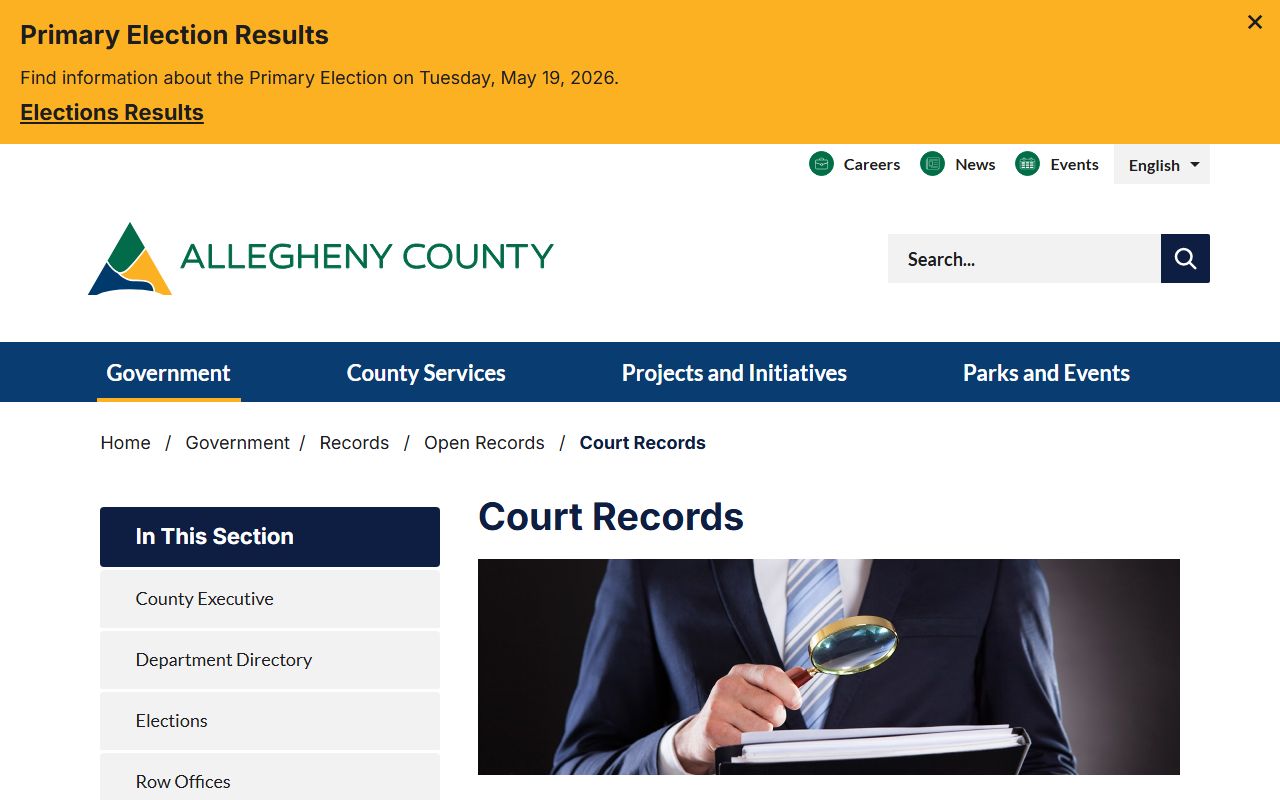 Allegheny County court records open-records request guidance