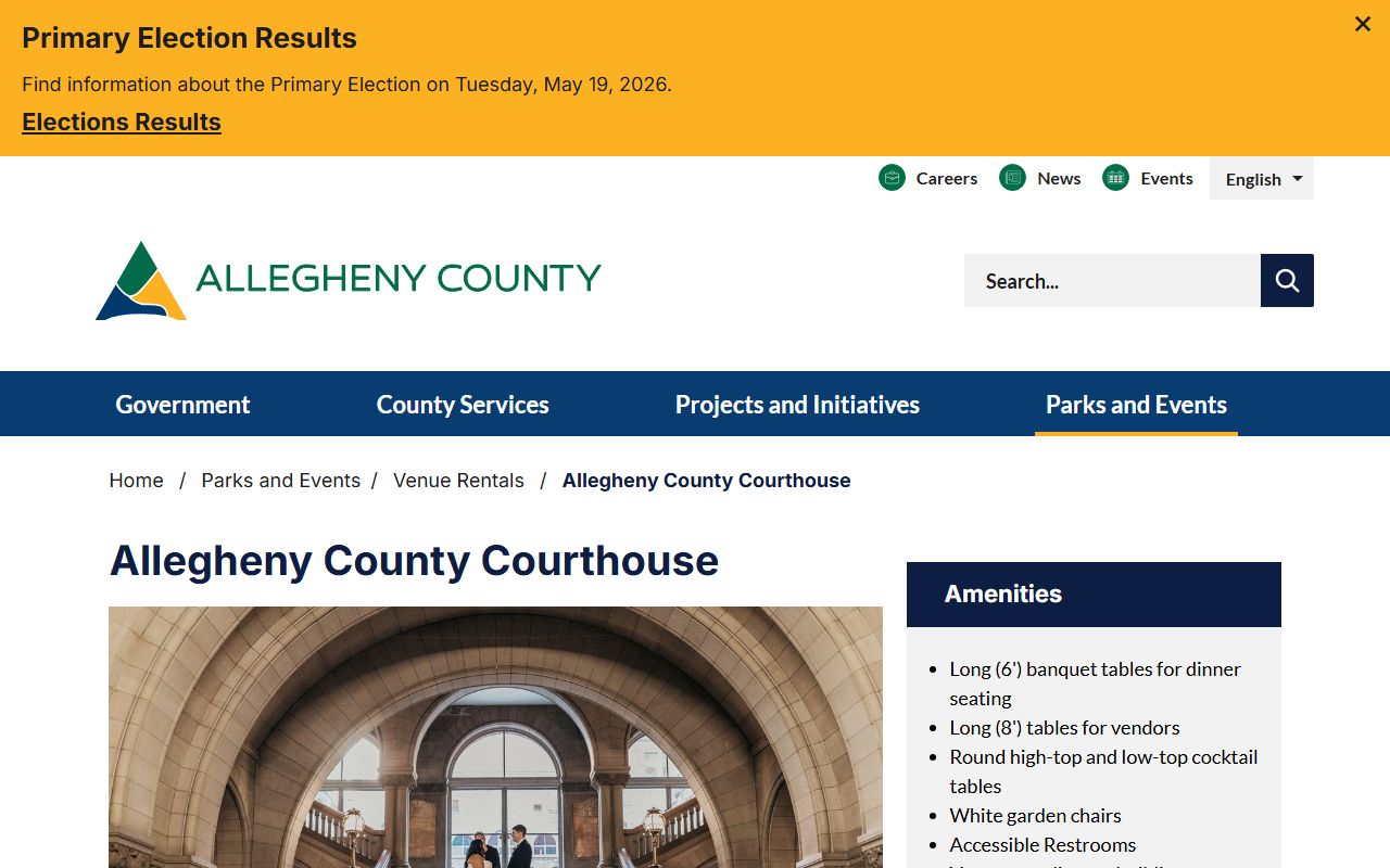 Allegheny County Courthouse venue page for the Court of Common Pleas