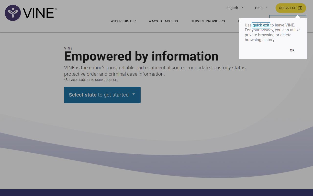 VINELink custody notification system used for Allegheny County inmate records