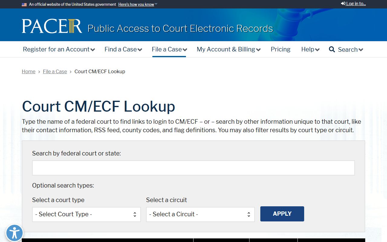 PACER CM/ECF court lookup for Allegheny County released inmates research